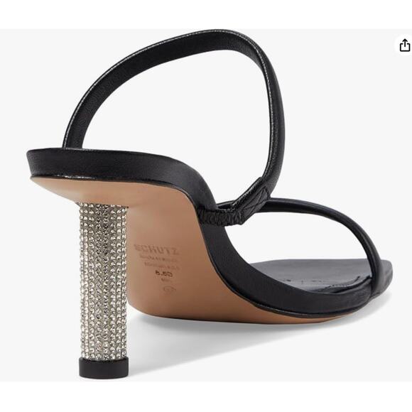 SCHUTZ New Taliah Mid Glam Heel Sandal in Black // 9.5 - Picture 3 of 11